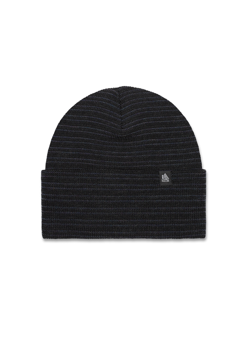 Wool Striped Ribbed Cuffed Beanie