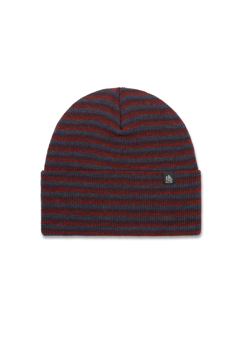Wool Striped Ribbed Cuffed Beanie